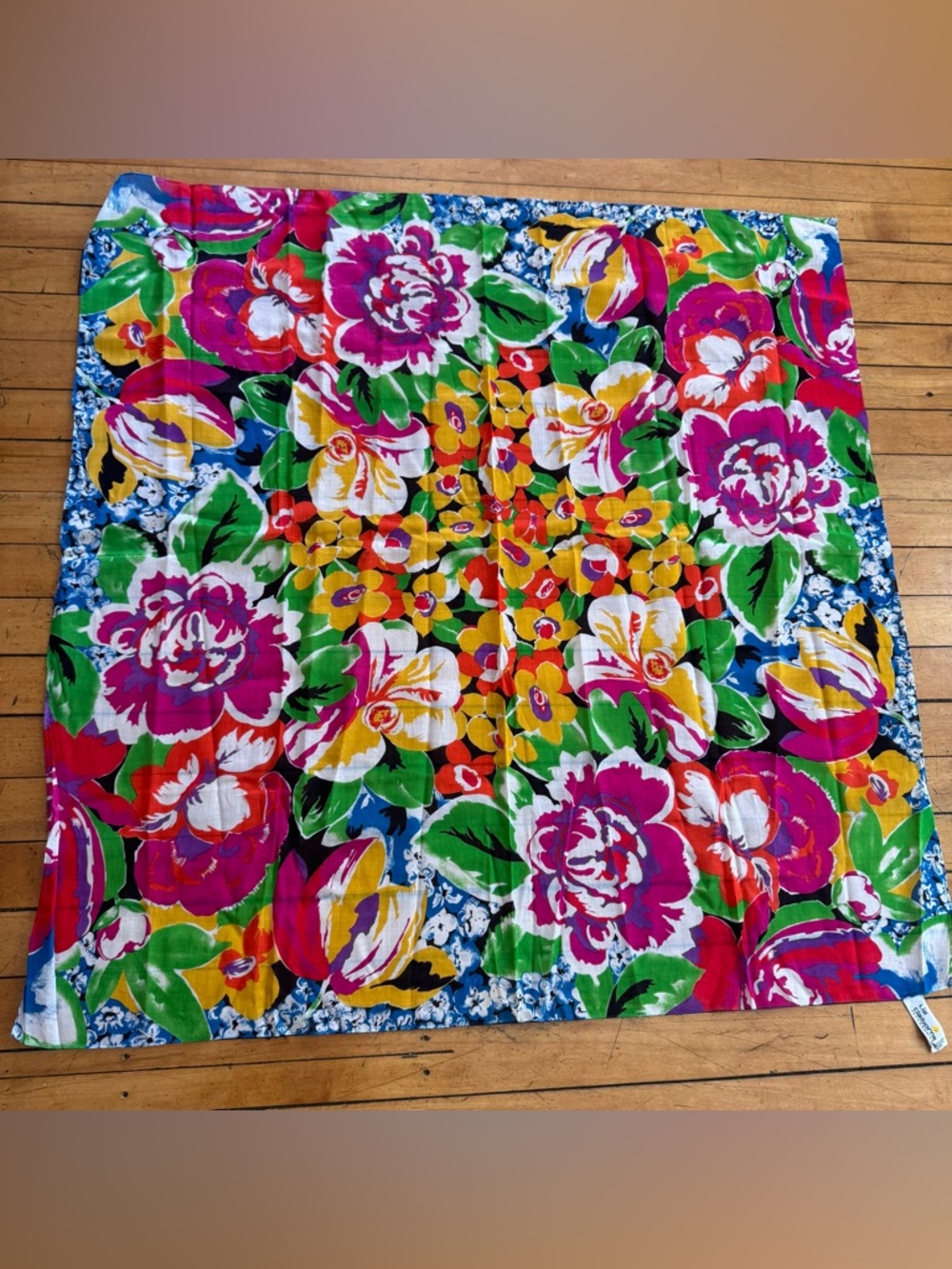 Vintage Liz Claiborne karate floral cotton bandana  Scarf lightweight multicolor